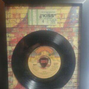 KISS “Beth” Vinyl 45 Framed with Ticket Stub + Guitar Pick